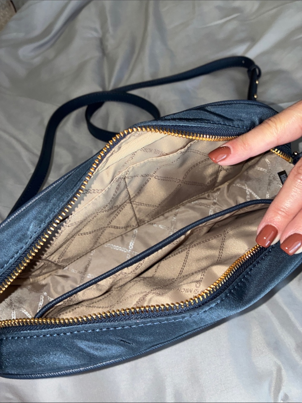 Michael Kors Navy Crossbody with Gold Accents - Picture 3 of 3